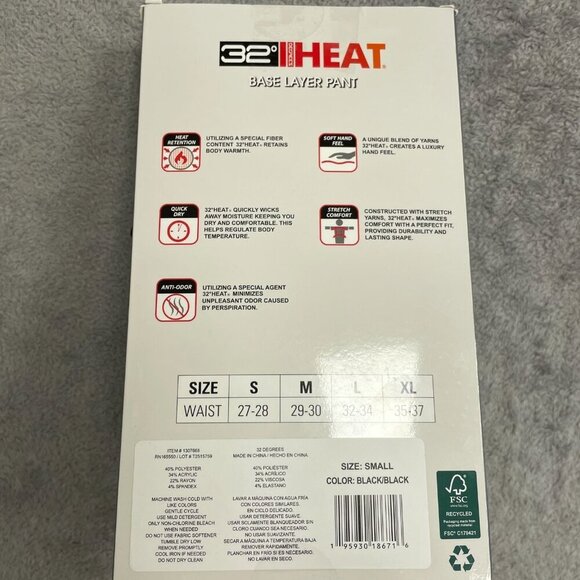 NEW 2 Pack  32 Degrees Heat Women's S Base Layer Pant Black Leggings - Picture 5 of 7
